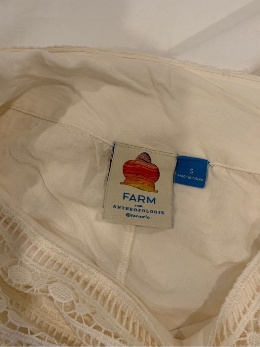 EUC FARM RIO ANTHROPOLOGIE Guipure White Maxi Skirt S Embroidered Cream Brazil - Picture 6 of 13